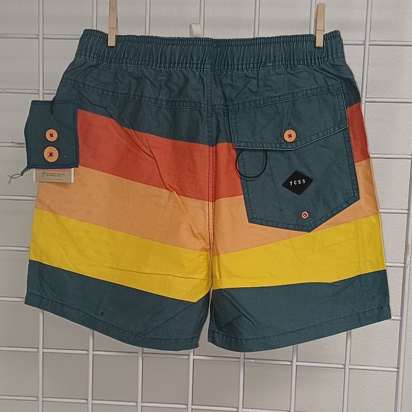 Critical Slide Society Men's Beach Shorts- Sunset Trunk - Teal - Picture 2 of 4